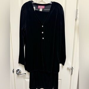 Denim&Co Black Velvet Top & Skirt